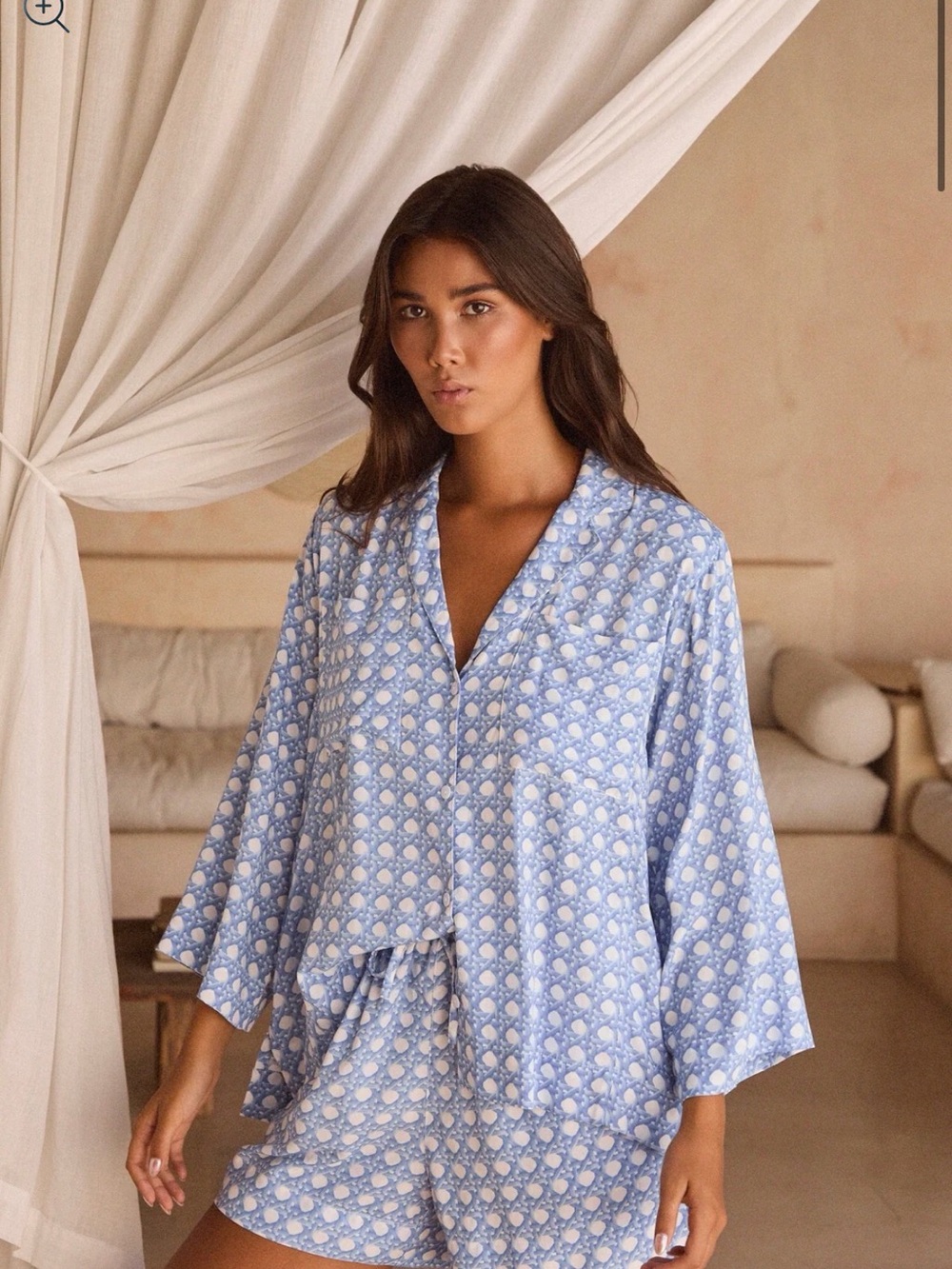 Relaxed Light Blue Floral Short Pajama Set